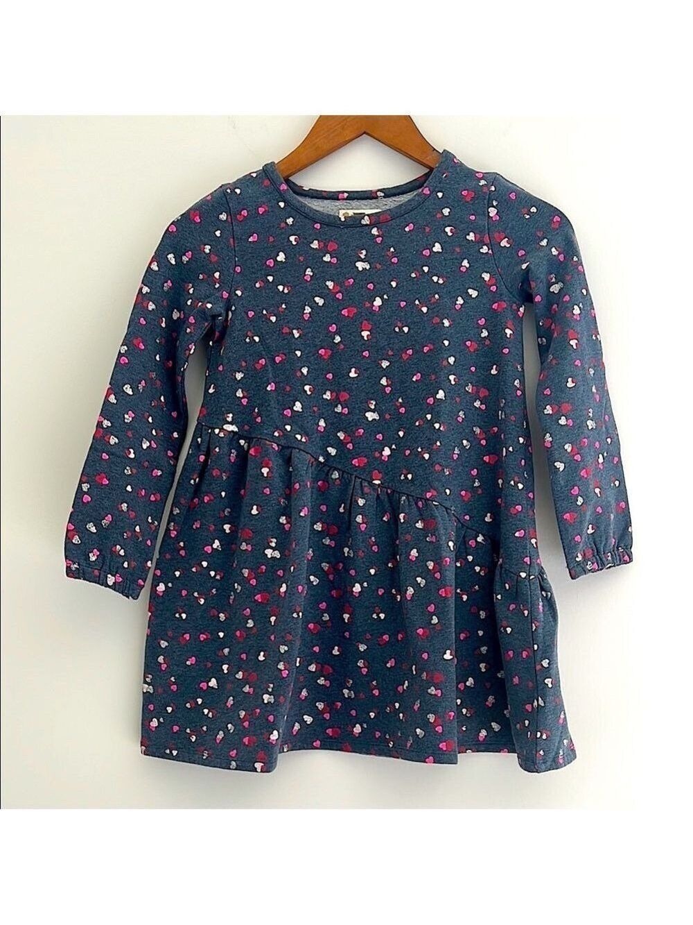 Tucker Tate Girl Hearts Dress Long Sleeves Valentine’s Blue Pink Cozy Size 6